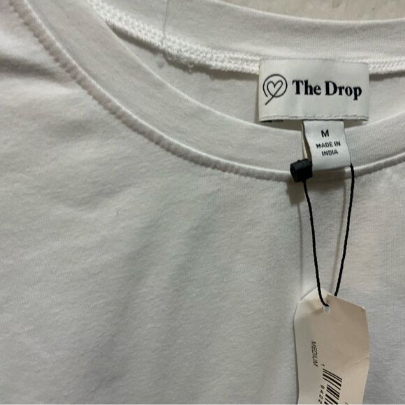 New The Drop Mariko Puff-Sleeve Crew-Neck Stretch Jersey T-Shirt in white - Picture 7 of 12